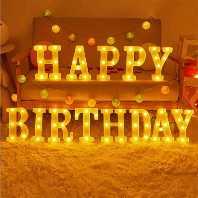 Alternative view of 22cm LED  warm light  letters and numbers, using batteries as a home decoration light for proposals and birthday parties