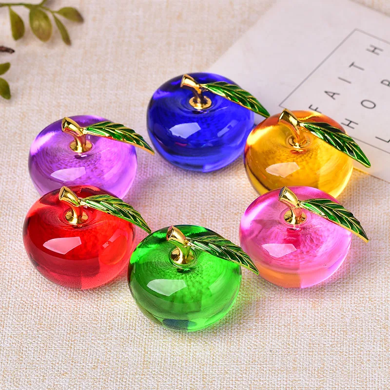 Alternative view of Apple Ornaments Coloured Glaze Decoration Glass Home Decoration Crystal Quartz Purple Red Pink Yellow Lucency Gift Souvenir