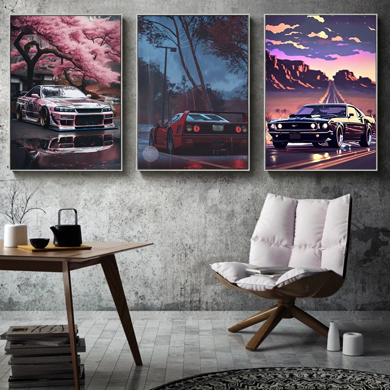 Alternative view of COOL Vintage Car Luxury Performance Car Classic Car Series Print Canvas Posters for Room Living Art Home Modern Wall Decor