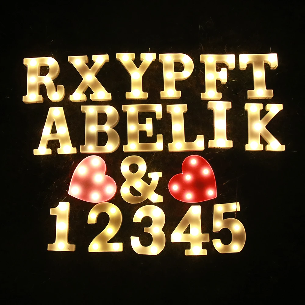 Alternative view of Decorative Letters Alphabet Letter LED Lights Luminous Number Lamp Decoration Battery Night Light Party Baby Bedroom Decoration
