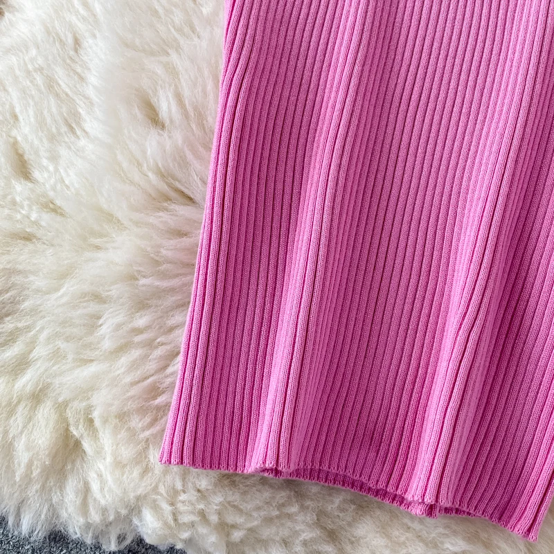 YuooMuoo Autumn Winter 2023 Women Dress Elegant Cross V-neck Slim Waist Knitted Bodycon Dress Korean Office Lady Vestidos