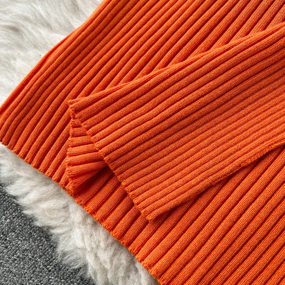YuooMuoo Chic Fashion Sexy Package Hips Split Knitted Summer Dress Women Slim Elastic Bodycon Party Dress Streetwear Outfits