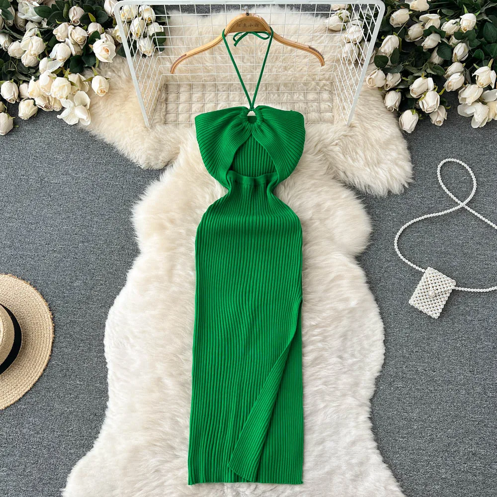 Alternative view of YuooMuoo Chic Fashion Sexy Package Hips Split Knitted Summer Dress Women Slim Elastic Bodycon Party Dress wear Outfits