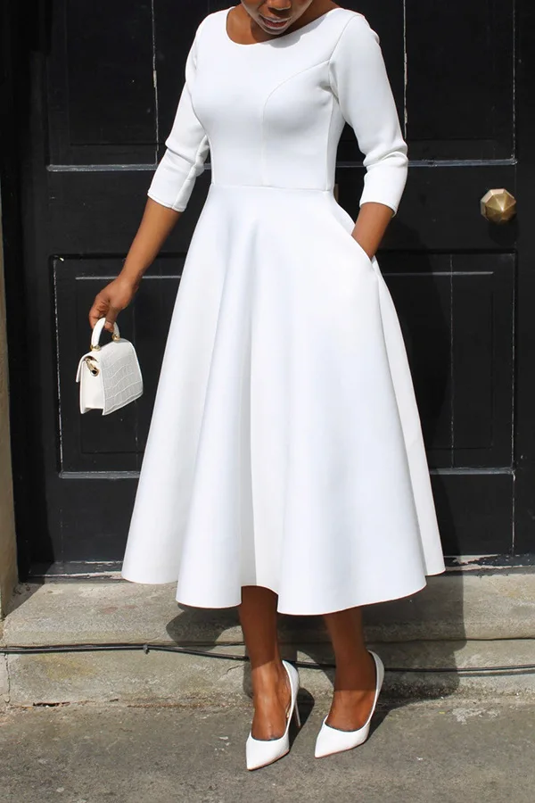 Alternative view of Elegant Evening Maxi Dress Women Solid O Neck High Waist 2023 Party Wedding Cocktail Long Dresses Women