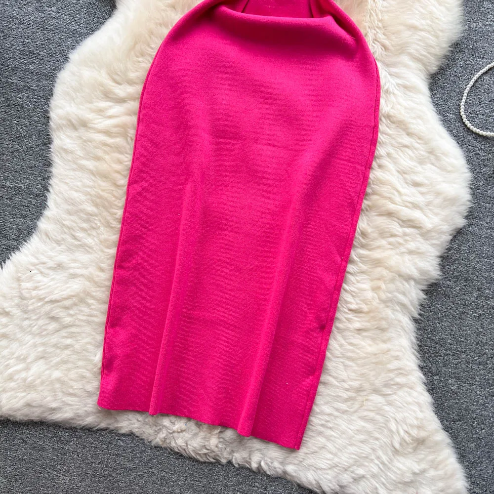 YuooMuoo Chic Fashion Pearl Design Knitted Women Dress Sexy Wrap Hips Bodycon Party Dress Basic Fall Streetwear Outfits Vestido