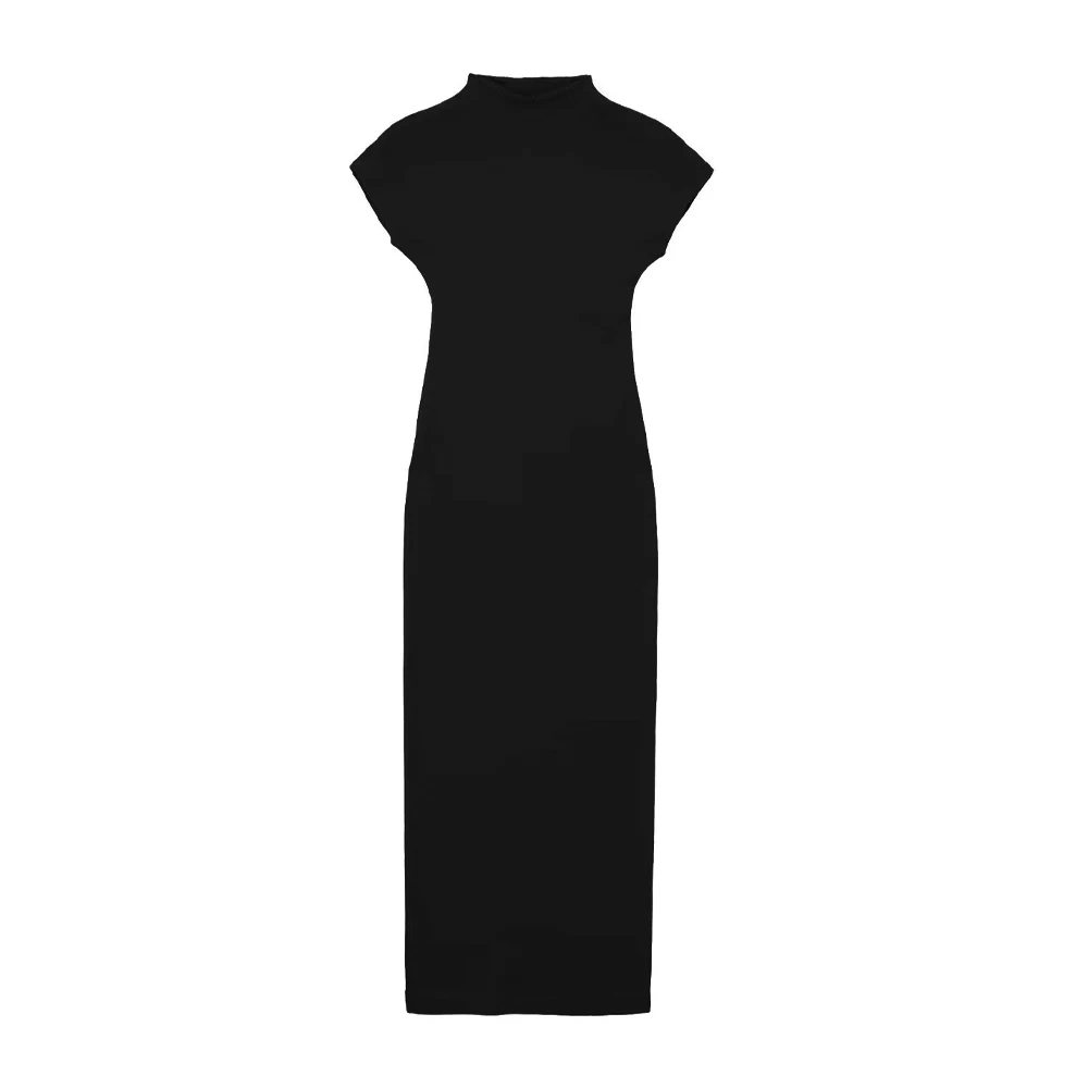 TRAF Women Fashion Fitted Knit Midi Dress Vintage O Neck Short Sleeve Female Dresses Vestidos Mujer TRAF Women Fashion Fitted Knit Midi Dress Vintage O Neck Short Sleeve Female Dresses Vestidos Mujer