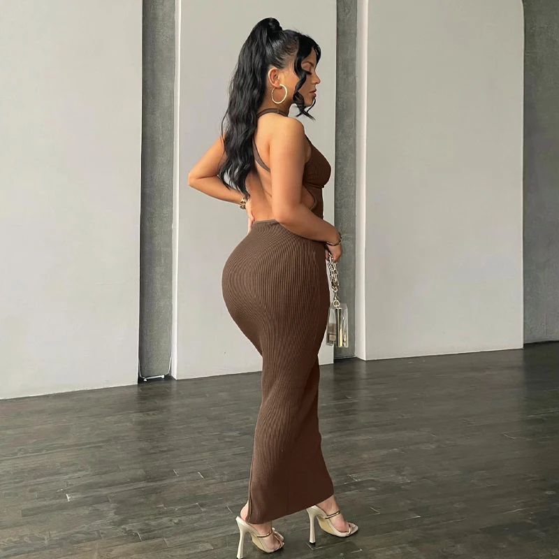 Hugcitar Ribbed Solid Hollow Out Backless Sleeveless Sexy Slit Mini Dress Bodycon 2024Summer Women Outfits Elegant Party Y2K Hugcitar Ribbed Solid Hollow Out Backless Sleeveless Sexy Slit Mini Dress Bodycon 2024Summer Women Outfits Elegant Party Y2K