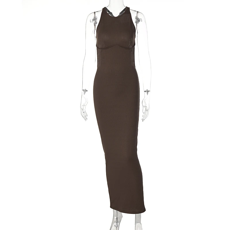 Hugcitar Ribbed Solid Hollow Out Backless Sleeveless Sexy Slit Mini Dress Bodycon 2024Summer Women Outfits Elegant Party Y2K Hugcitar Ribbed Solid Hollow Out Backless Sleeveless Sexy Slit Mini Dress Bodycon 2024Summer Women Outfits Elegant Party Y2K