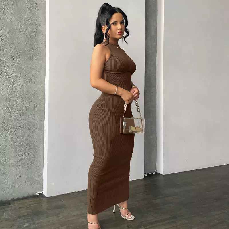 Hugcitar Ribbed Solid Hollow Out Backless Sleeveless Sexy Slit Mini Dress Bodycon 2024Summer Women Outfits Elegant Party Y2K Hugcitar Ribbed Solid Hollow Out Backless Sleeveless Sexy Slit Mini Dress Bodycon 2024Summer Women Outfits Elegant Party Y2K