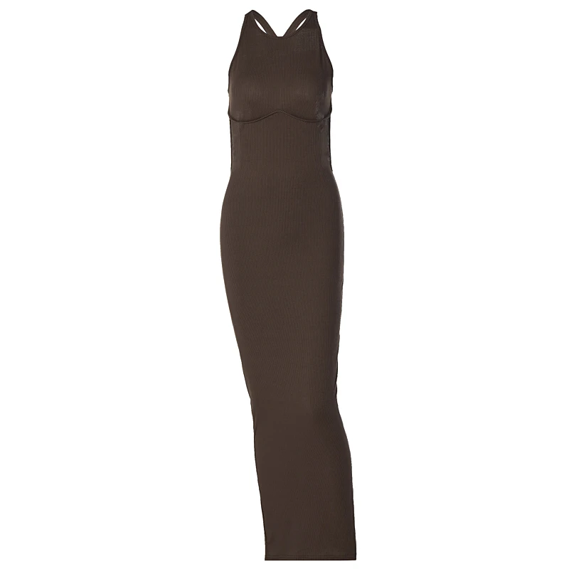 Hugcitar Ribbed Solid Hollow Out Backless Sleeveless Sexy Slit Mini Dress Bodycon 2024Summer Women Outfits Elegant Party Y2K Hugcitar Ribbed Solid Hollow Out Backless Sleeveless Sexy Slit Mini Dress Bodycon 2024Summer Women Outfits Elegant Party Y2K