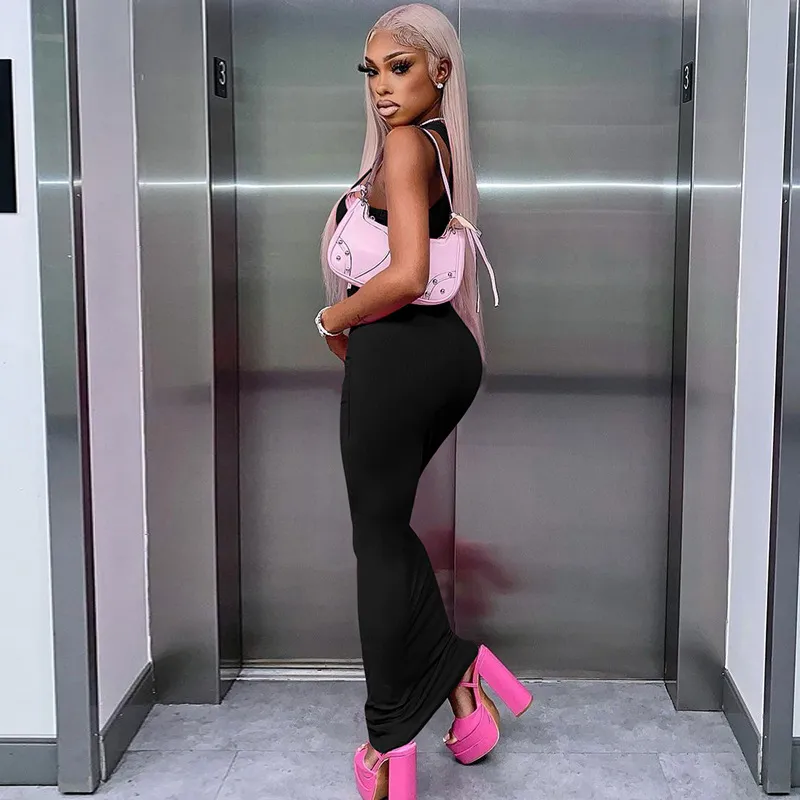 Hugcitar Ribbed Sexy Y2K Clothes Sleeveless Bodycon Maxi Dresses For Women Club Birthday Party Streetwear Elegant Outfits