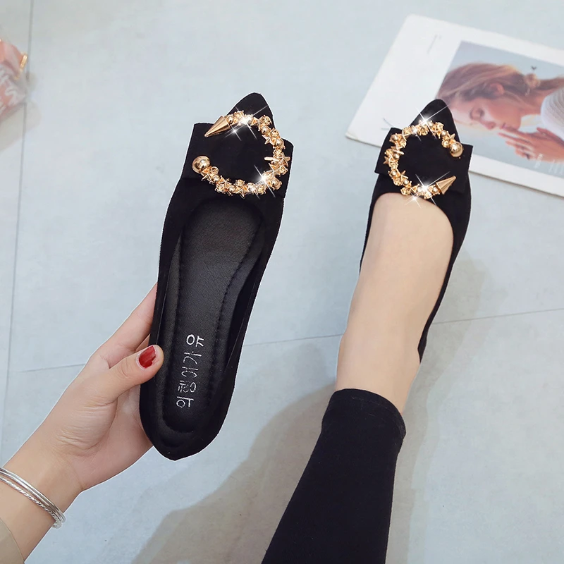 Alternative view of BCEBYL Spring and Autumn Casual Fashion Pointed Toe Comfortable Non-slip Wear-resistant Simple Metal Decorative Women's Shoes