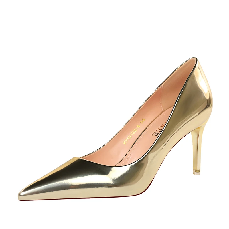 Women Metallic Leather Pumps 7.5cm 10.5cm High Heels Lady Stiletto Low Heels Wedding Bridal Silver Gold Sparkly Quality Shoes Women Metallic Leather Pumps 7.5cm 10.5cm High Heels Lady Stiletto Low Heels Wedding Bridal Silver Gold Sparkly Quality Shoes