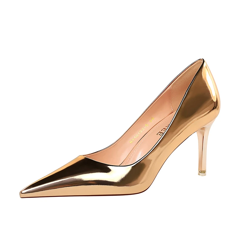 Women Metallic Leather Pumps 7.5cm 10.5cm High Heels Lady Stiletto Low Heels Wedding Bridal Silver Gold Sparkly Quality Shoes Women Metallic Leather Pumps 7.5cm 10.5cm High Heels Lady Stiletto Low Heels Wedding Bridal Silver Gold Sparkly Quality Shoes