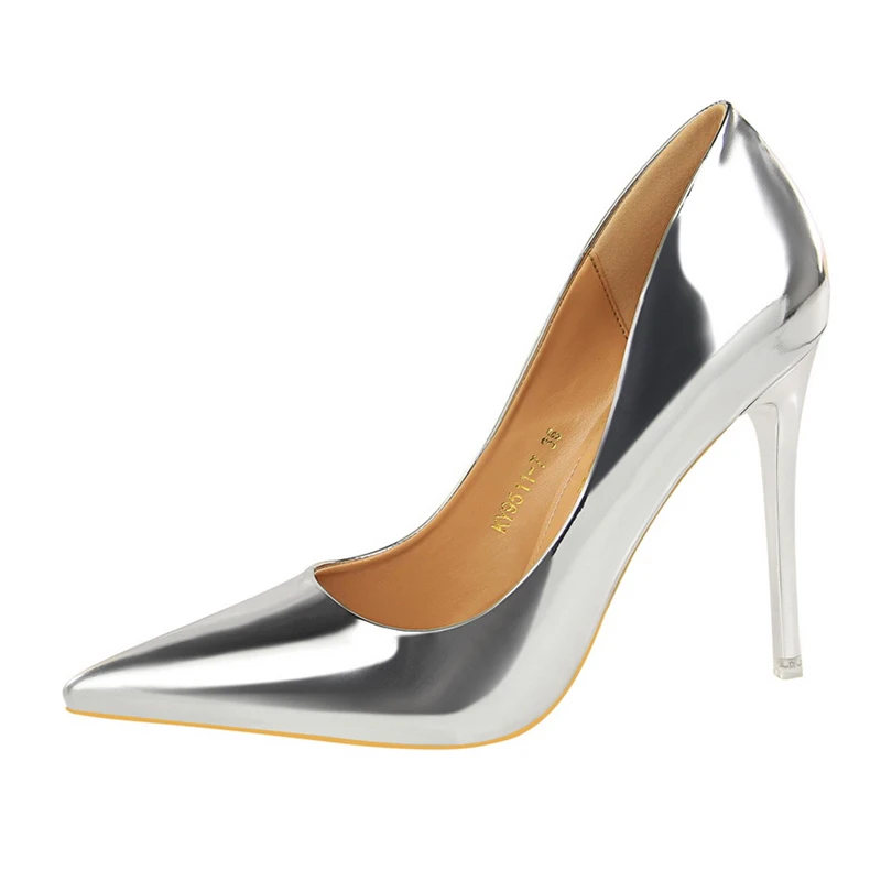 Women Metallic Leather Pumps 7.5cm 10.5cm High Heels Lady Stiletto Low Heels Wedding Bridal Silver Gold Sparkly Quality Shoes Women Metallic Leather Pumps 7.5cm 10.5cm High Heels Lady Stiletto Low Heels Wedding Bridal Silver Gold Sparkly Quality Shoes