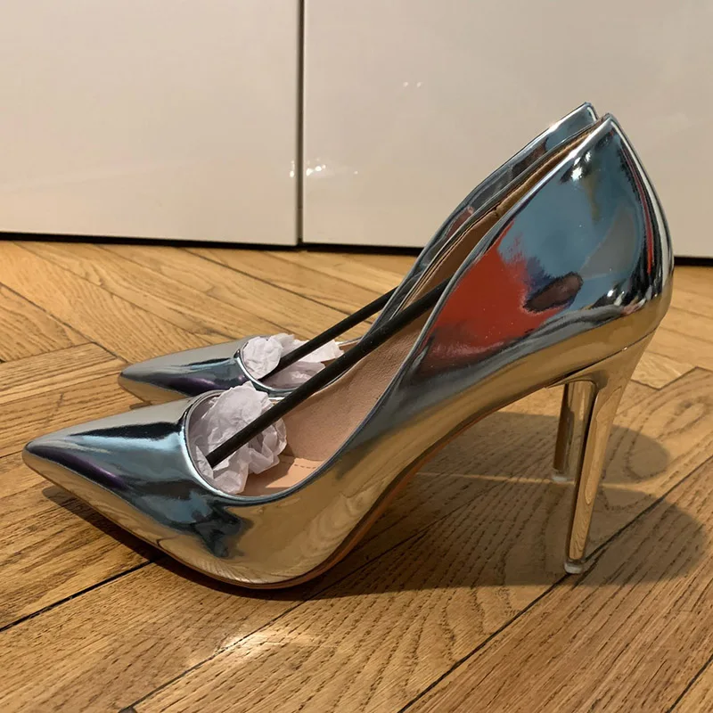 Women Metallic Leather Pumps 7.5cm 10.5cm High Heels Lady Stiletto Low Heels Wedding Bridal Silver Gold Sparkly Quality Shoes Women Metallic Leather Pumps 7.5cm 10.5cm High Heels Lady Stiletto Low Heels Wedding Bridal Silver Gold Sparkly Quality Shoes