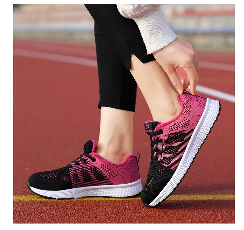 Women Casual Shoes Breathable Walking Mesh Lace Up Flat Shoes Sneakers Women Tenis Feminino Pink Black White Women Casual Shoes Breathable Walking Mesh Lace Up Flat Shoes Sneakers Women Tenis Feminino Pink Black White