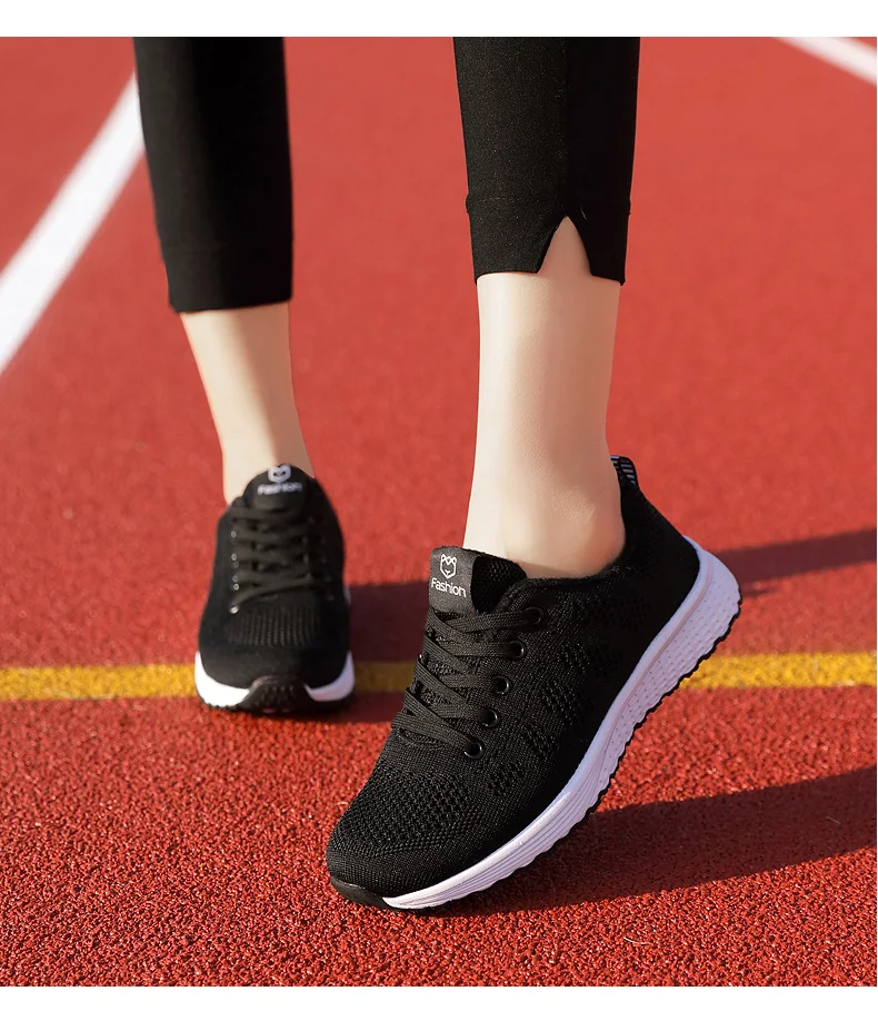 Women Casual Shoes Breathable Walking Mesh Lace Up Flat Shoes Sneakers Women Tenis Feminino Pink Black White Women Casual Shoes Breathable Walking Mesh Lace Up Flat Shoes Sneakers Women Tenis Feminino Pink Black White