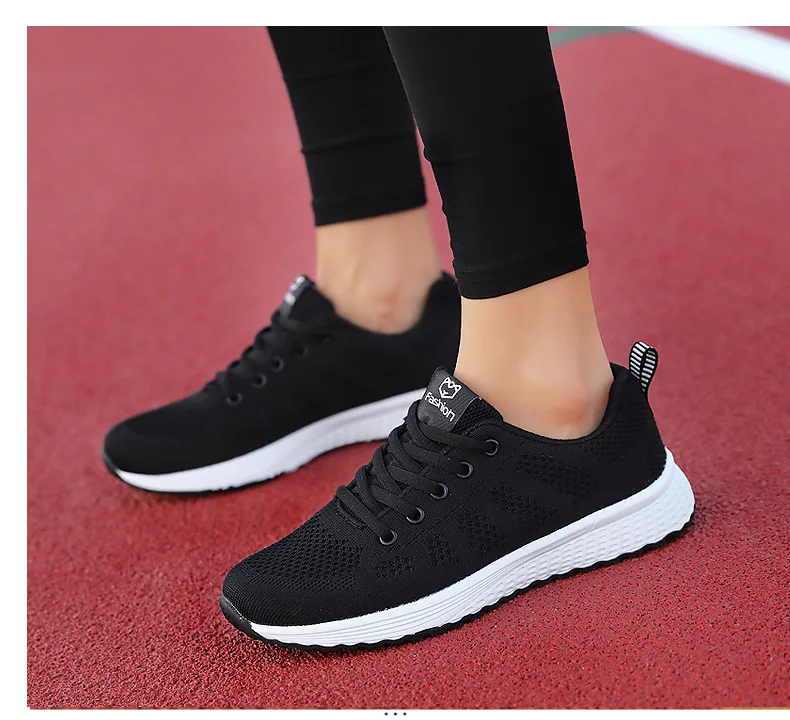 Women Casual Shoes Breathable Walking Mesh Lace Up Flat Shoes Sneakers Women Tenis Feminino Pink Black White Women Casual Shoes Breathable Walking Mesh Lace Up Flat Shoes Sneakers Women Tenis Feminino Pink Black White