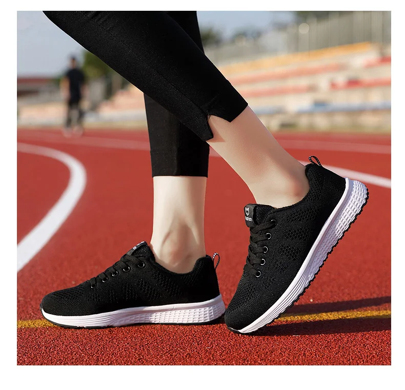 Women Casual Shoes Breathable Walking Mesh Lace Up Flat Shoes Sneakers Women Tenis Feminino Pink Black White Women Casual Shoes Breathable Walking Mesh Lace Up Flat Shoes Sneakers Women Tenis Feminino Pink Black White