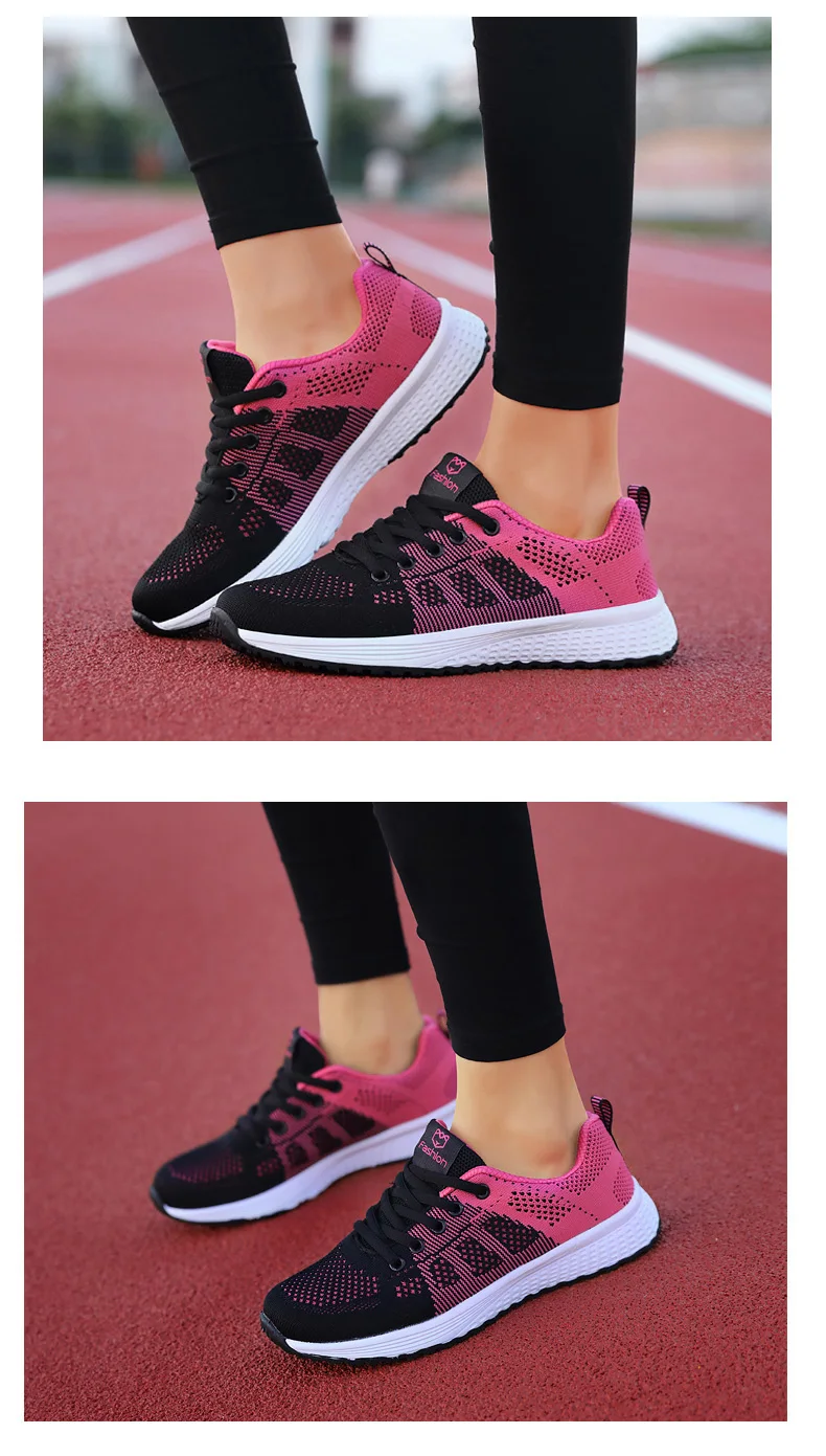 Women Casual Shoes Breathable Walking Mesh Lace Up Flat Shoes Sneakers Women Tenis Feminino Pink Black White Women Casual Shoes Breathable Walking Mesh Lace Up Flat Shoes Sneakers Women Tenis Feminino Pink Black White