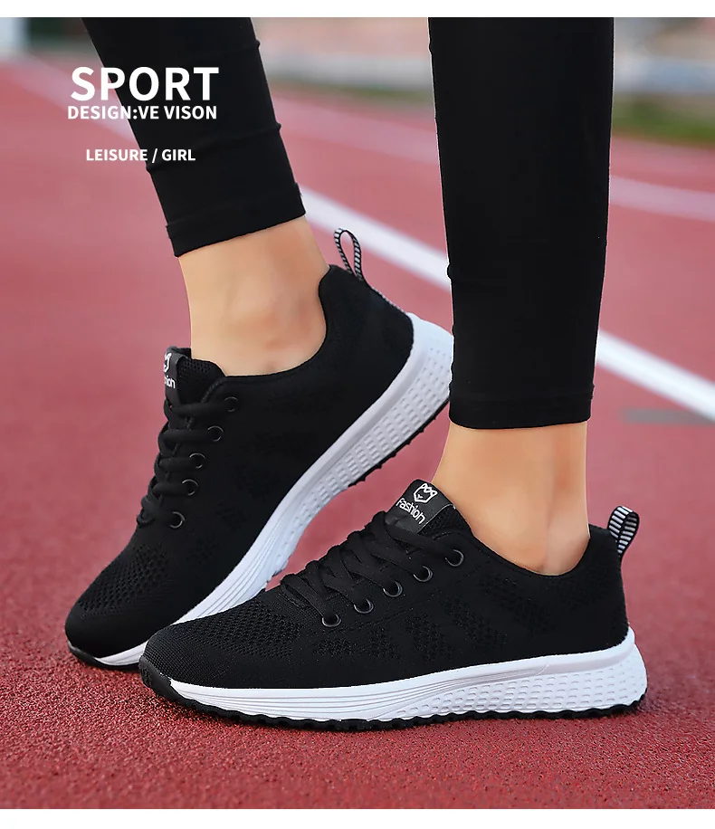 Women Casual Shoes Breathable Walking Mesh Lace Up Flat Shoes Sneakers Women Tenis Feminino Pink Black White Women Casual Shoes Breathable Walking Mesh Lace Up Flat Shoes Sneakers Women Tenis Feminino Pink Black White