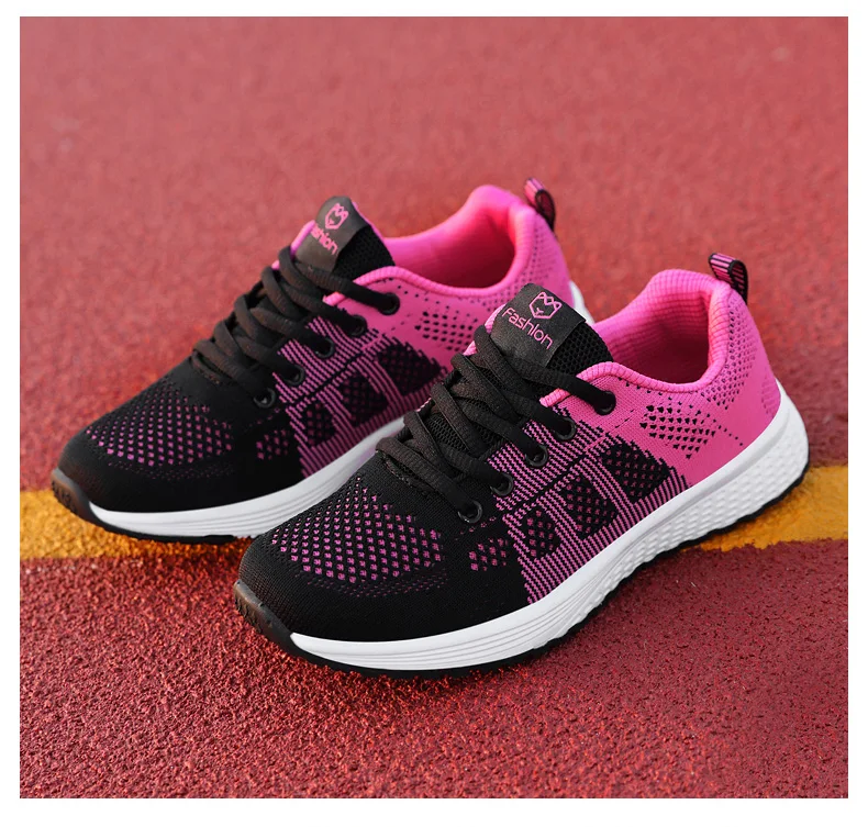 Women Casual Shoes Breathable Walking Mesh Lace Up Flat Shoes Sneakers Women Tenis Feminino Pink Black White Women Casual Shoes Breathable Walking Mesh Lace Up Flat Shoes Sneakers Women Tenis Feminino Pink Black White