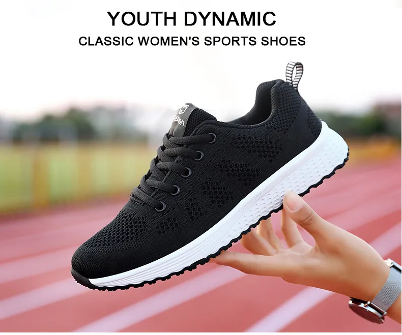 Women Casual Shoes Breathable Walking Mesh Lace Up Flat Shoes Sneakers Women Tenis Feminino Pink Black White Women Casual Shoes Breathable Walking Mesh Lace Up Flat Shoes Sneakers Women Tenis Feminino Pink Black White