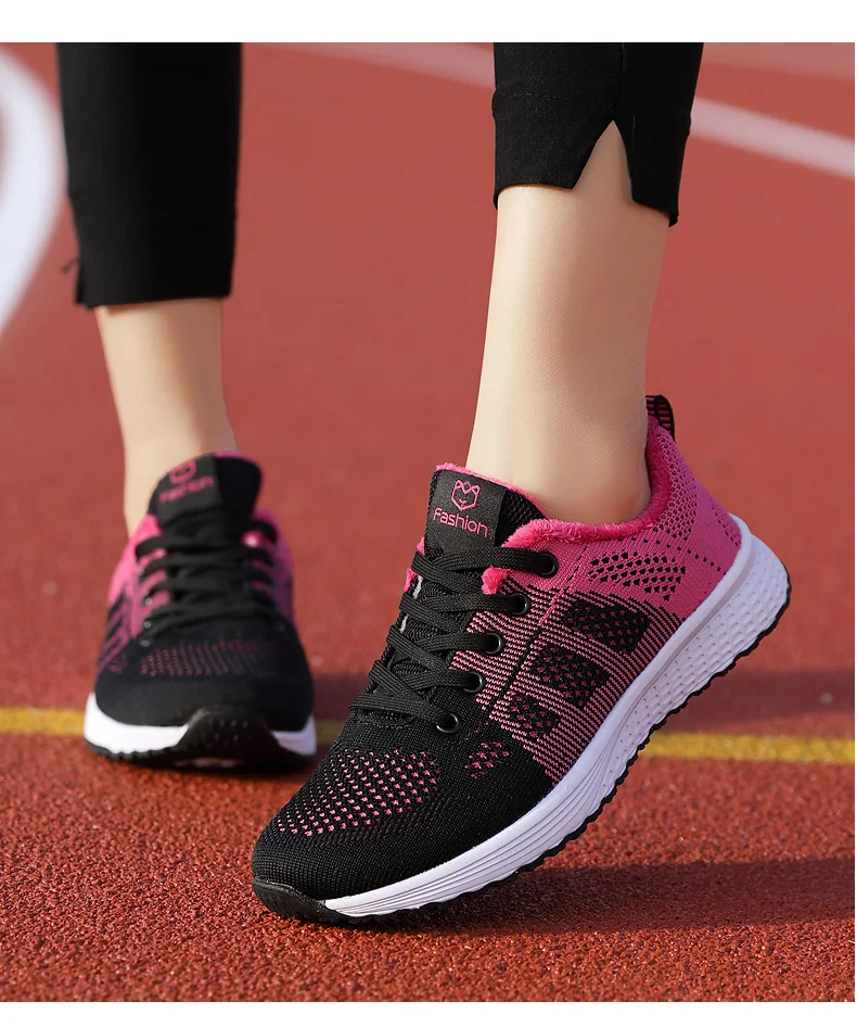 Women Casual Shoes Breathable Walking Mesh Lace Up Flat Shoes Sneakers Women Tenis Feminino Pink Black White Women Casual Shoes Breathable Walking Mesh Lace Up Flat Shoes Sneakers Women Tenis Feminino Pink Black White