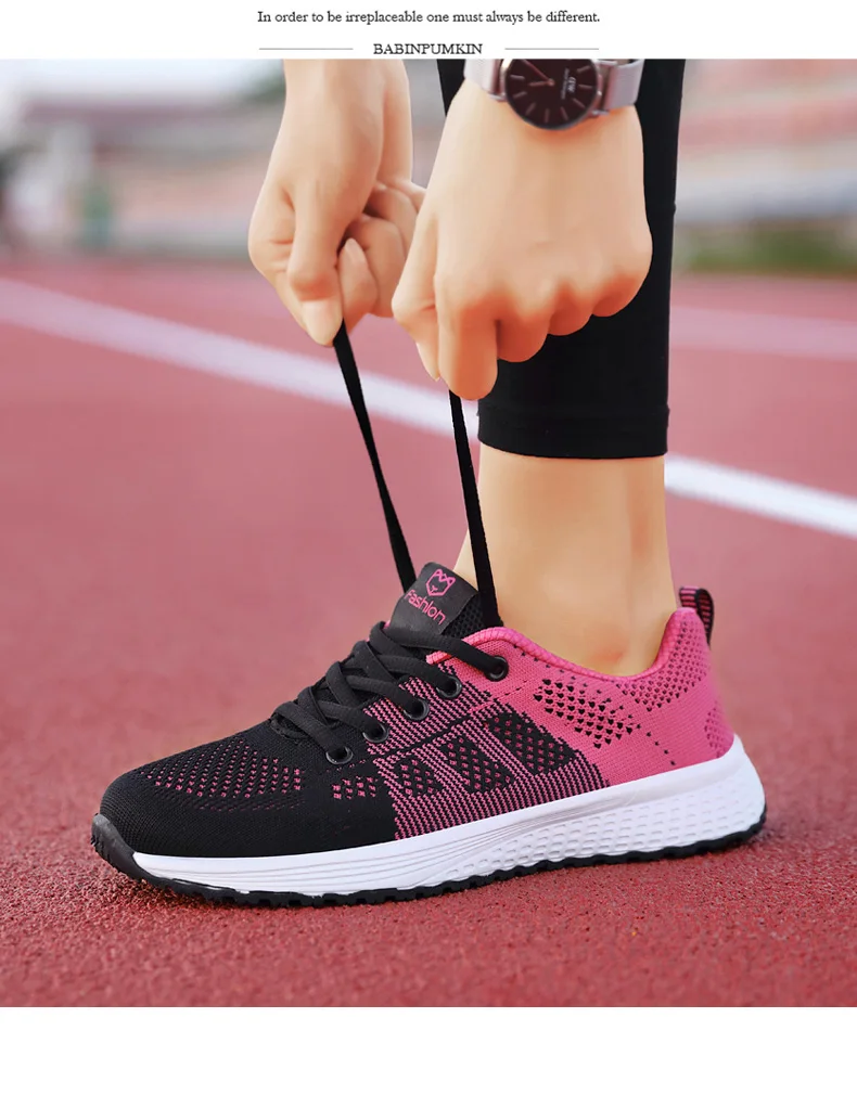 Women Casual Shoes Breathable Walking Mesh Lace Up Flat Shoes Sneakers Women Tenis Feminino Pink Black White Women Casual Shoes Breathable Walking Mesh Lace Up Flat Shoes Sneakers Women Tenis Feminino Pink Black White