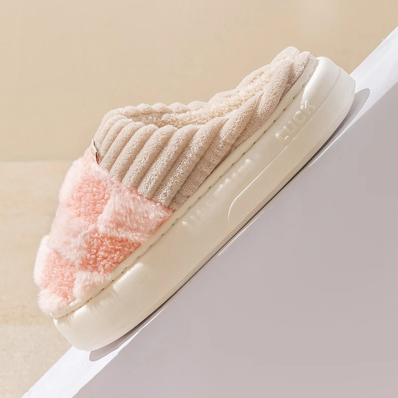 Fashion Couple Winter Toe Wrap Warm Plaid Cotton Slippers Thick Soft Sole Slides Men Women Indoor Floor Flat Home Non-slip Shoes Fashion Couple Winter Toe Wrap Warm Plaid Cotton Slippers Thick Soft Sole Slides Men Women Indoor Floor Flat Home Non-slip Shoes