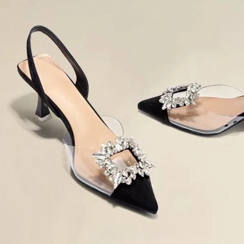 Alternative view of BCEBYL Spring and Autumn Fashion New Sexy Banquet Comfortable Crystal Transparent Solid Color Pointed Toe Women's High Heels