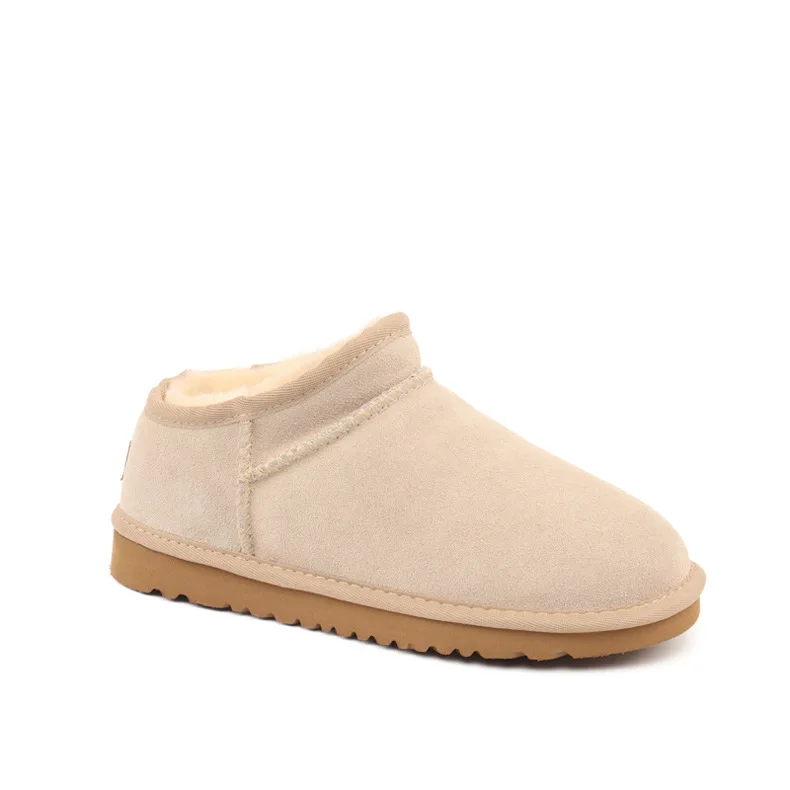 2023 Fashion Winter Fur Lazy Snow Boots Warm Travel Outdoor Slip On Shoes For Women Classic Cow Leather Round Toe Ankle Boots 2023 Fashion Winter Fur Lazy Snow Boots Warm Travel Outdoor Slip On Shoes For Women Classic Cow Leather Round Toe Ankle Boots