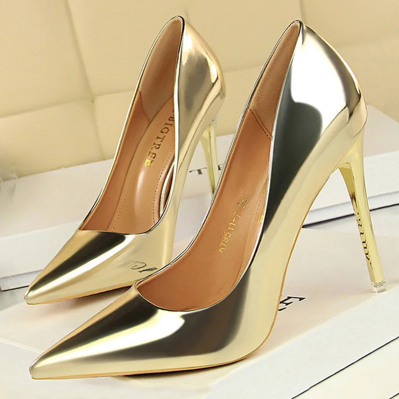 Alternative view of BIGTREE Shoes Woman Pumps Patent Leather High Heels Shoes Women Basic Pump Wedding Shoes Female Stiletto Women Heel Plus Size 43