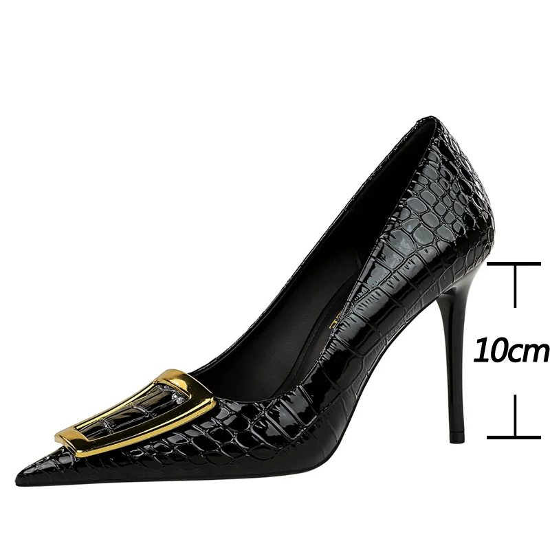 Alternative view of BIGTREE Shoes Women 10 Cm Metal Buckle Ladies Pumps Luxury Women's Banquet Shoes Stilettos High Heels Women Sexy Party Shoes