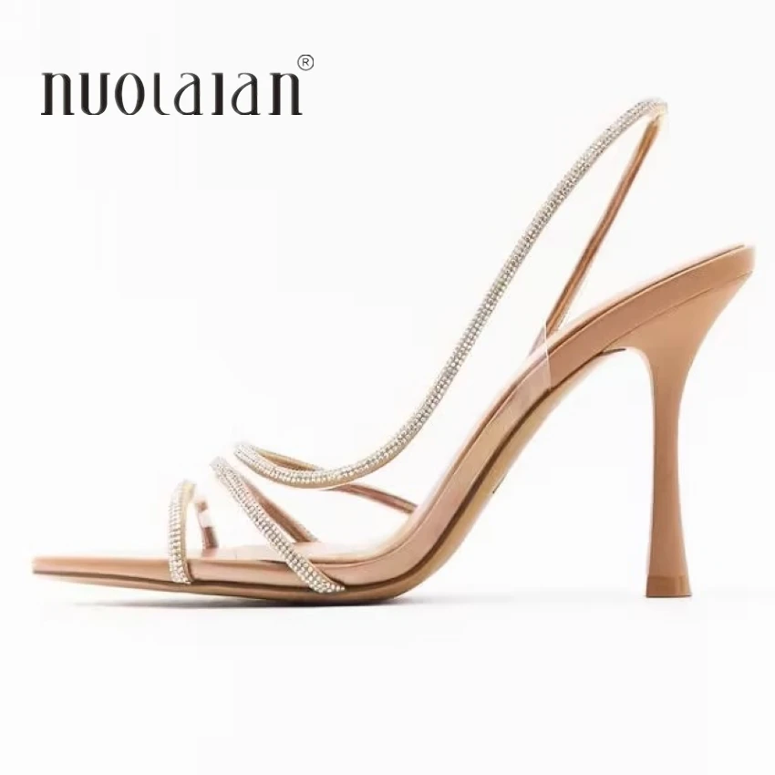 2023 Women Summer Rhinestone Slingback Pumps Office Lady Transparent Heeled Sandals Elegant Pointed Toe Female Sexy High Heels 2023 Women Summer Rhinestone Slingback Pumps Office Lady Transparent Heeled Sandals Elegant Pointed Toe Female Sexy High Heels
