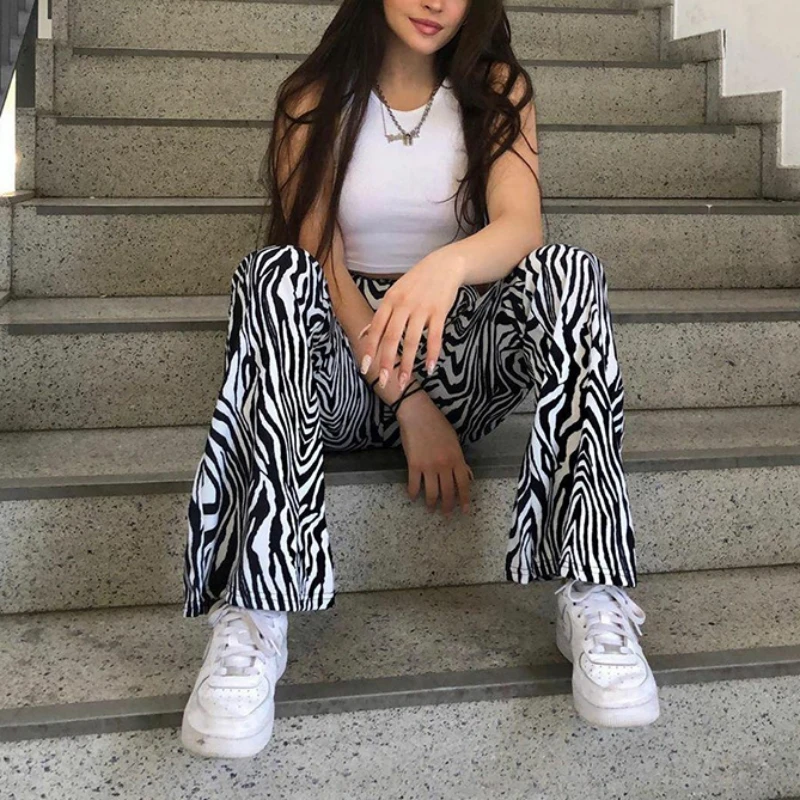 Alternative view of 2023 Summer Zebra Print Wide Leg Pants Y2K Trousers Sexy High Waist Women New Fashion Casual Female Trousers Streetwear 16395
