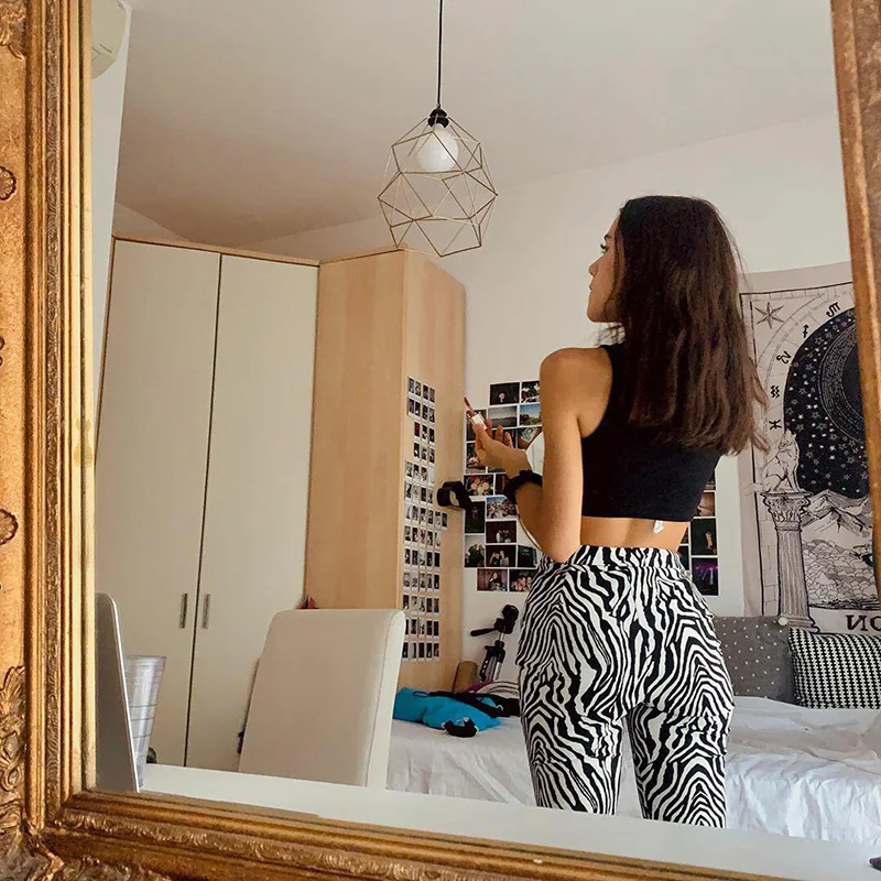 2023 Summer Zebra Print Wide Leg Pants Y2K Trousers Sexy High Waist Women New Fashion Casual Female Trousers Streetwear 16395