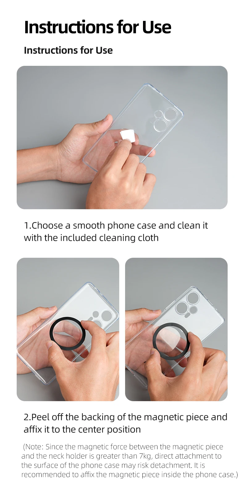 TELESIN Magnetic Neck Silicone Mount Quick Release Hold for IPhone 15 14 13 12 11 10 SAMSUNG HUAWEI XIAOMI Phone Accessories