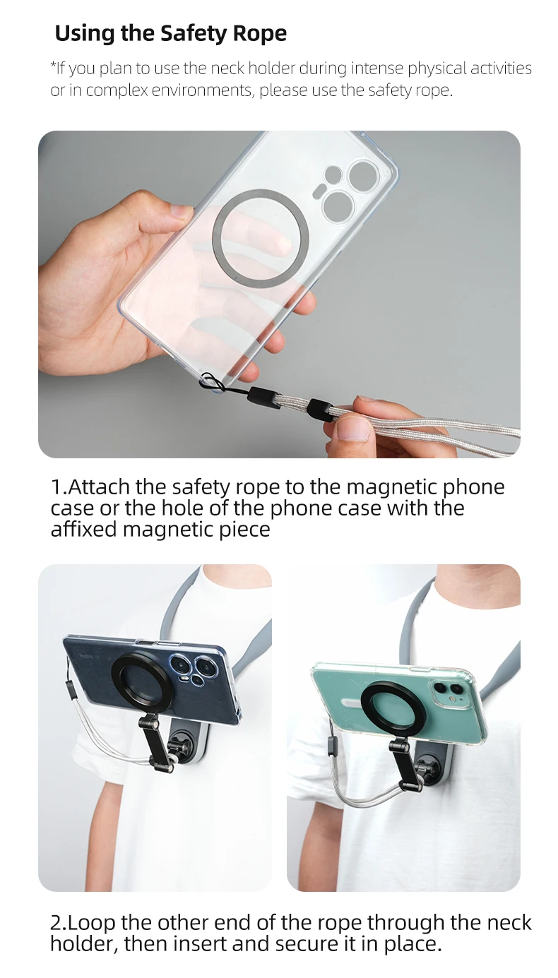 TELESIN Magnetic Neck Silicone Mount Quick Release Hold for IPhone 15 14 13 12 11 10 SAMSUNG HUAWEI XIAOMI Phone Accessories