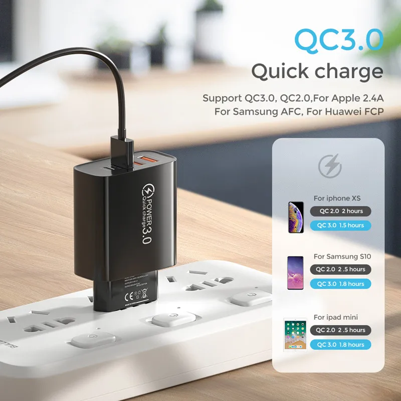 Alternative view of 60W USB C Charger Fast Charge Charger PD TypeC Quick Charge3.0 Wall Power Adapter for iPhone Xiaomi Samsung Huawei Phone Charger