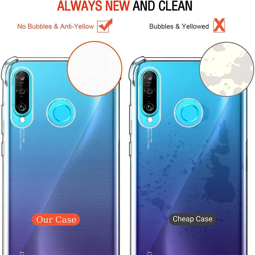 Clear Case For Huawei P30 Lite P20 Plus P30 P40 Lite E P50 P60 Pro Thick Shockproof Silicone Phone Cover Funda