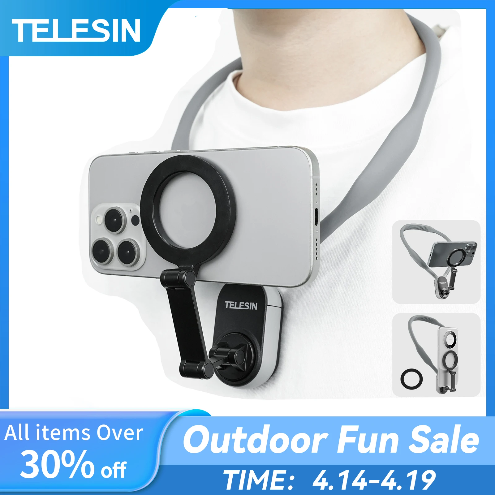 TELESIN Silicone Magnetic Neck Mount Quick Release Hold for Iphone 15 14 13 12 11 10 SAMSUNG HUAWEI XIAOMI Phone Accessories