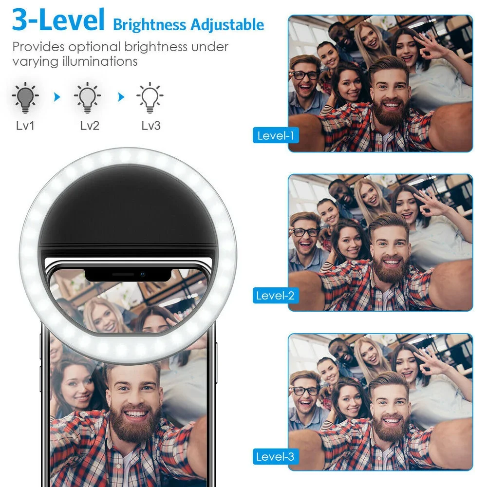 Alternative view of USB Charge Led Selfie Ring Light Mobile Phone Lens LED Selfie Lamp Ring for iPhone Samsung Xiaomi Huawei Phone Selfie Light