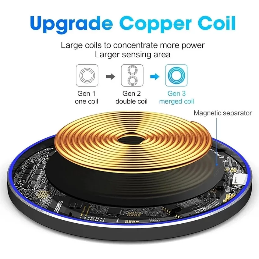 Alternative view of 60W Wireless Charger Pad For iPhone 15 14 13 12 11 X Pro Max XR 8 Samsung Xiaomi Huawei LG Phone Fast Charging Docking Station