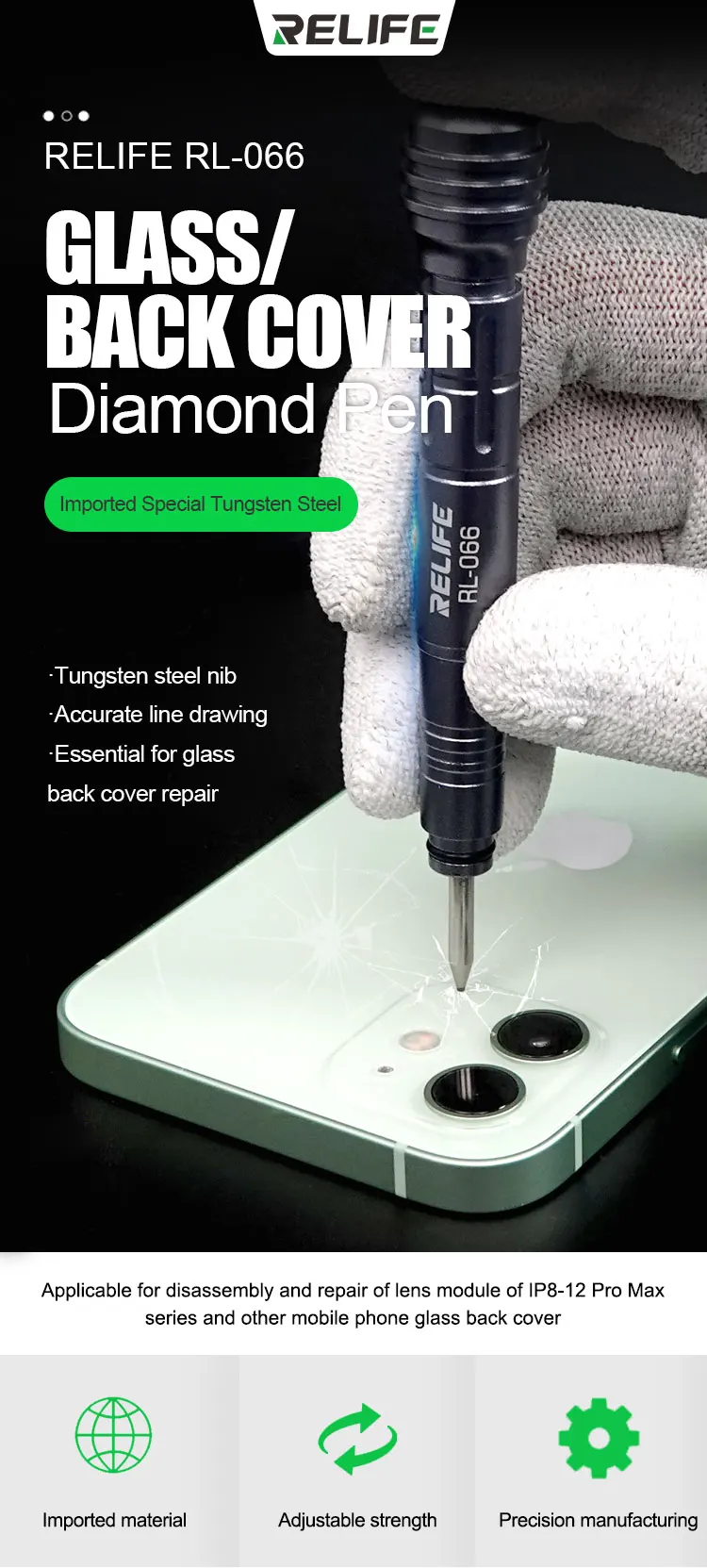 RELIFE RL-066 Glass Breaking Pen For iPhone Huawei Mobile Phone Rear Housing Battery Glass Cover Breaker Blasting Tools RELIFE RL-066 Glass Breaking Pen For iPhone Huawei Mobile Phone Rear Housing Battery Glass Cover Breaker Blasting Tools
