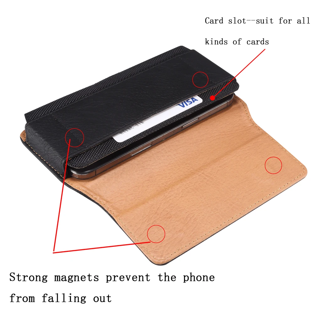 Alternative view of Universal Leather Men Waist Bag For iPhone 15 14 13 12 Pro Max Samsung Galaxy S23 S22 Huawei Xiaomi Mobile Phone Belt Clip Cases