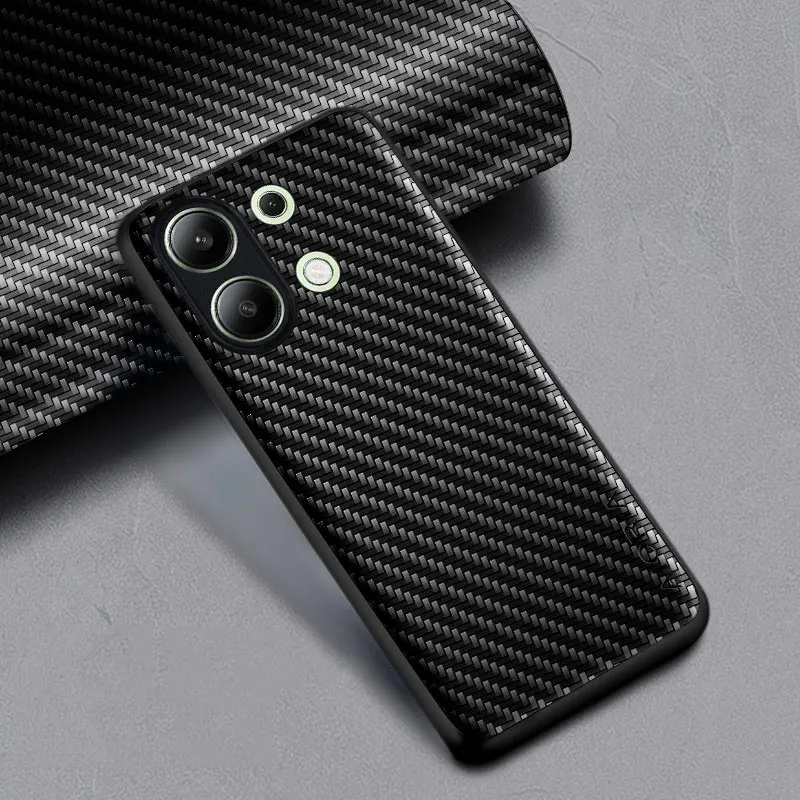 Carbon Fibre Shockproof Slim Case for Xiaomi Poco M6 Pro 4G Non-Slip Full Body Protective Phone Case