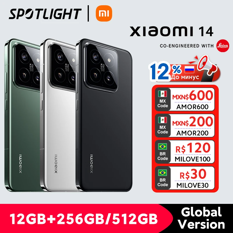 World Premiere Xiaomi 14 Smartphone Global Version RAM 12GB ROM 256GB 512GB Snapdragon 8 Gen 3 Leica Camera 50MP 6.36" AMOLED