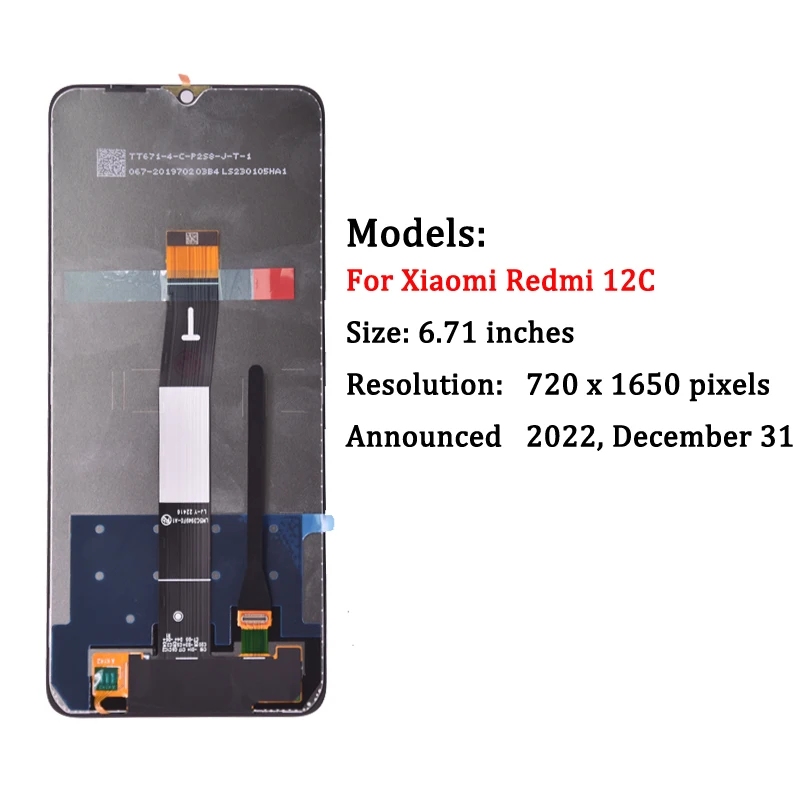 Alternative view of 6.71 inches Original For Xiaomi Redmi 12C LCD Display With Touch Screen Digitizer Replacement Phone Parts Assembly